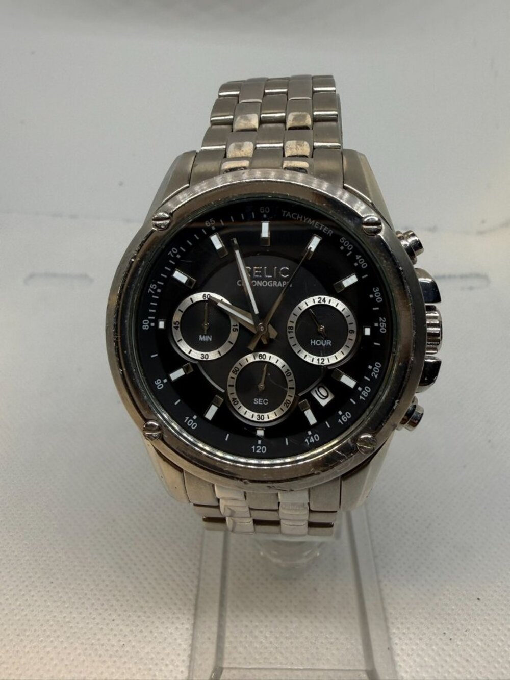 Relic by Fossil ZR66032 Grant Men's Silver-Tone Chronograph Tachymeter Watch